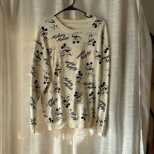 Disney Cream and Black Mickey Mouse Pullover